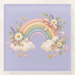Aquarell-Regenbogengeschenk – Charmante Wolke Glasuntersetzer