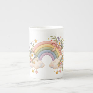 Aquarell-Regenbogengeschenk – Charmante Wolke Prozellantasse