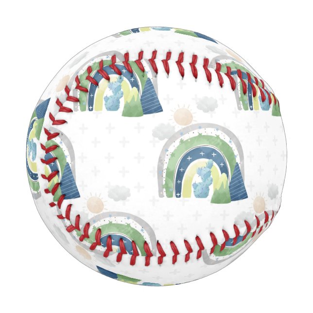Aquarell-Regenbogenmuster Baseball (Vorderseite Links)