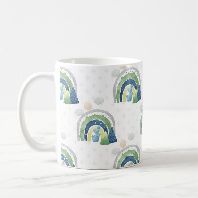 Aquarell-Regenbogenmuster Kaffeetasse (Links)