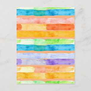 Aquarell-Regenbogenstreifen-Abstrakt Postkarte
