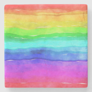 Aquarell-Regenbogenstreifen Steinuntersetzer