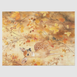 Aquarell-Rehkitz-Herbstlaub-Design Seidenpapier