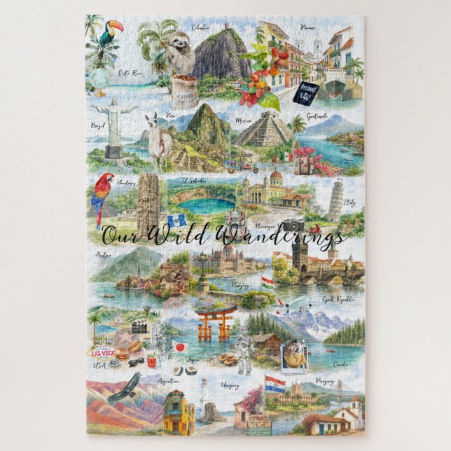 Aquarell Reisefieber Reise Collage (Vertikal)