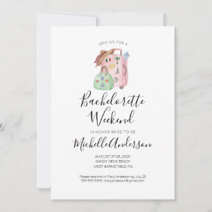 Aquarell-Reisegepäck-Junggesellinnen-Wochenende-Ei Einladung