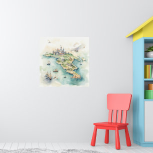Aquarell-Reisekarte Poster