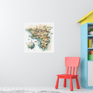 Aquarell-Reisekarte Poster