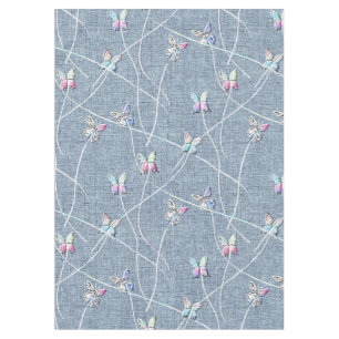Aquarell-Relief-Schmetterlinge auf Denimblauem Lei Tischdecke