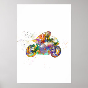 Aquarell-Rennmotorrad Poster