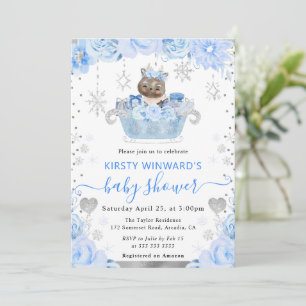 Aquarell-Rentier-Blumen-Baby-Party Einladung