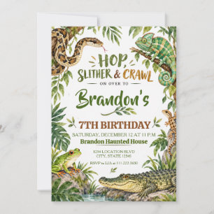 Aquarell-Reptilien-Dschungel-Geburtstag Einladung