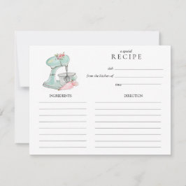 Aquarell Retro-Kuchenmischer Backrezeptkarte Mitteilungskarte