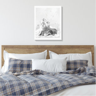 Aquarell Robbenfamilie Meerestiere Natur Kunst Leinwanddruck