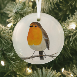 Aquarell Robin RedBrust Ornament Aus Glas