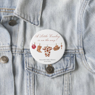 Aquarell-Rodeo-Western-Cowboy-Baby-Party Button