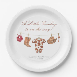 Aquarell-Rodeo-Western-Cowboy-Baby-Party Pappteller