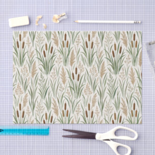 Aquarell Rohrkolben Botanisches Muster Seidenpapier