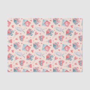 Aquarell romantisches Liebesmuster Valentinstag Seidenpapier