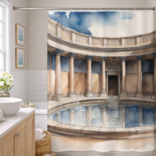 Aquarell Römische Badewanne Duschvorhang