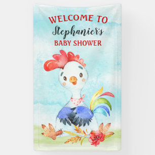 Aquarell-Rooster-Kinderduschfarm Banner