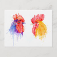 Aquarell Rooster Portrait 2 Hahn