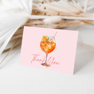 Aquarell-Rosa Aperol-Spritz-Brautparty Dankeskarte