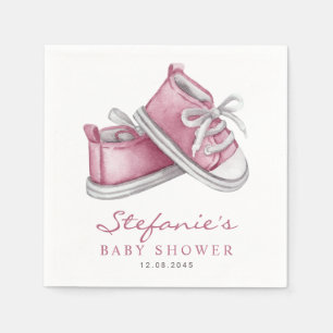 Aquarell Rosa Baby Schuhe It's a Girl Baby Shower Serviette