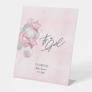 Aquarell-Rosa-Balloons-Es-ist-ein-Mädchen-Baby-Par Sockelschild