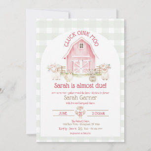 Aquarell Rosa Bauernhoftiere Baby Shower Einladung
