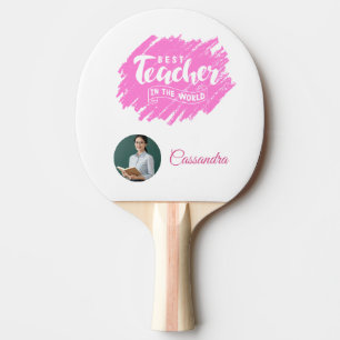 Aquarell-Rosa-Bester-Lehrer-der-Welt-Foto Tischtennis Schläger