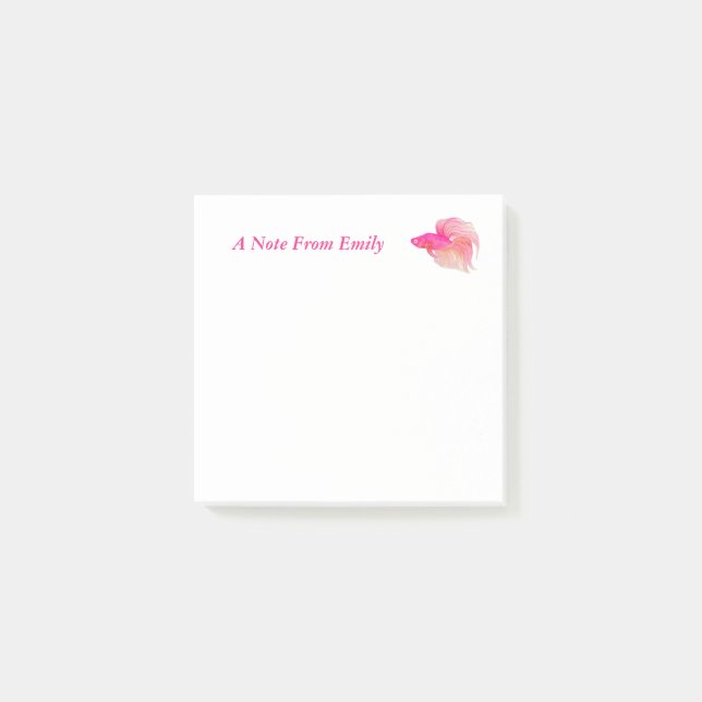 Aquarell Rosa Betta Fisch Post-it Klebezettel (Vorderseite)