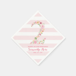 Aquarell Rosa Bläserne ZWEI JAHRE Serviette