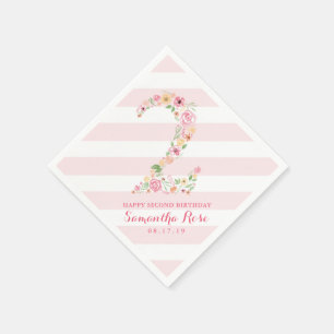 Aquarell Rosa Bläserne ZWEI JAHRE Serviette