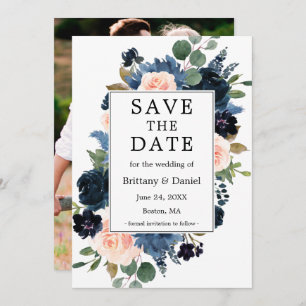 Aquarell Rosa Blauer Blauer Foto Save The Date