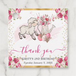 Aquarell Rosa Blume Frühling Lamm Geburtstag Geschenkanhänger