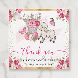 Aquarell Rosa Blume Frühlingslamm Babydusche Geschenkanhänger