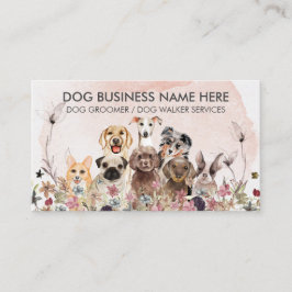 Aquarell Rosa Blume Haustiere Sitter Walker Hunde Visitenkarte