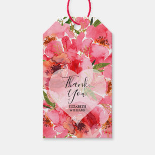 Aquarell-Rosa-Blumen-Brautparty-Dankeschön Geschenkanhänger