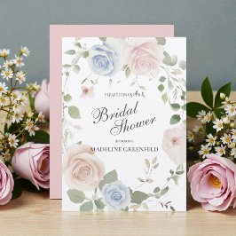 Aquarell-Rosa-Blumen-Hochzeit-Braut-Party Einladung