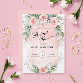 Aquarell-Rosa-Blumen-Hochzeit-Braut-Party Einladung