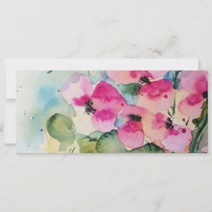 Aquarell rosa Blumen in der Vase Einladung