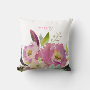 Aquarell-Rosa-Blumen-Kinderzimmer-Dekor für Baby-M Kissen