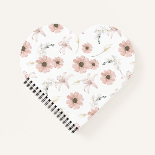 Aquarell-Rosa-Blumen-Kunst Notizbuch