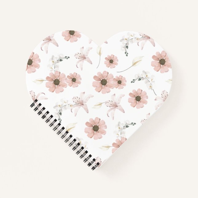 Aquarell-Rosa-Blumen-Kunst Notizbuch (Vorderseite)