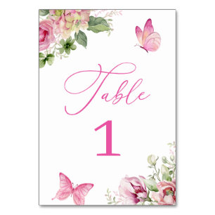 Aquarell-Rosa-Blumen Tischnummer