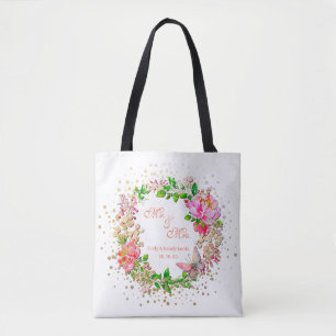 Aquarell-Rosa-Blumen- und Schmetterlings-Frühjahrs Tasche
