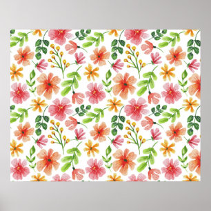 Aquarell-Rosa-Blumenmuster-69677 Poster