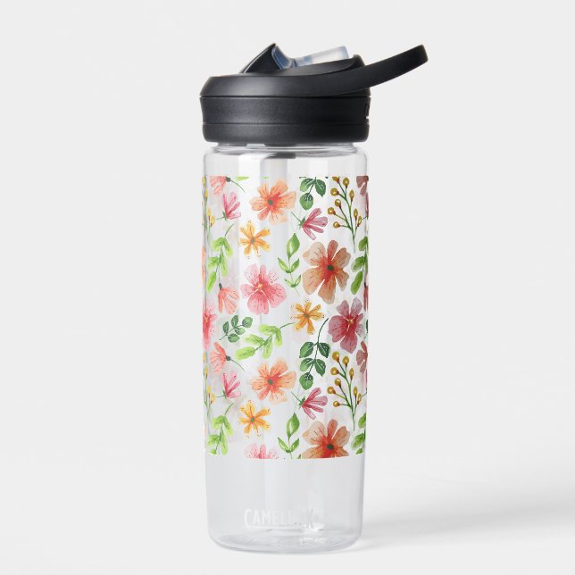 Aquarell-Rosa-Blumenmuster-69677 Trinkflasche (Links)