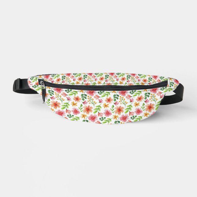 Aquarell-Rosa-Blumenmuster Bauchtasche (Vorderseite)
