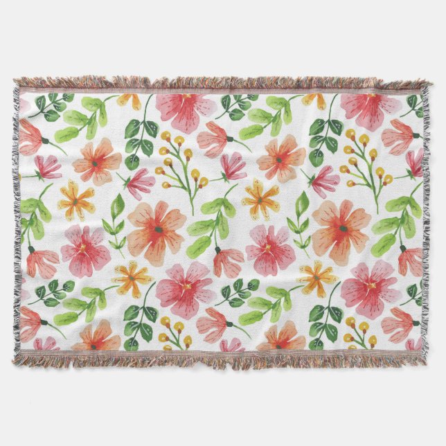 Aquarell-Rosa-Blumenmuster Decke (Vorderseite)